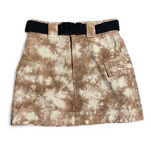 Pacsun Tie-Dye Brown Cargo Skirt with Belt